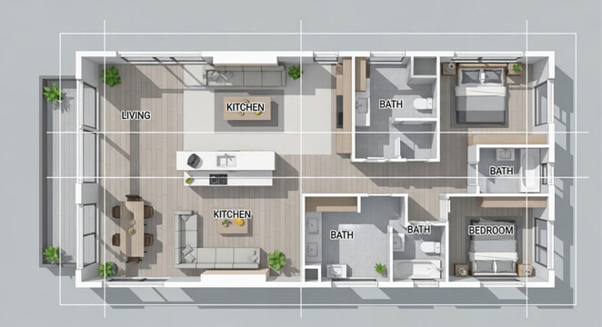 Modern Apartment Floor Plan Layout Design.
