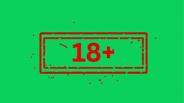 Red 18 Plus Stamp Graphic With Grunge Texture During Motion Sequence