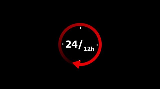 12 hours timer circle arrow rotated. 