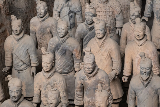 Part view of warriors of the terracotta army in Xian China, a travel destination