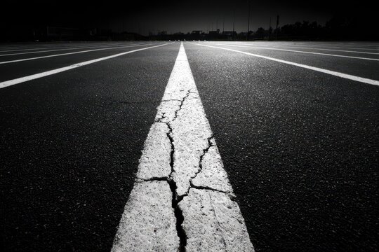 Monochrome Parking Lot Stripes: Abstract Parallel Lines on Asphalt
