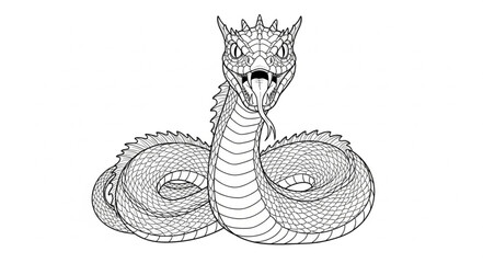 Detailed Illustration of a Fierce Serpent Monster. © Refa