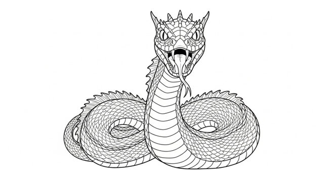 Detailed Illustration of a Fierce Serpent Monster.