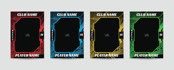 Sports cards with customizable club and player names in different colors © Graphaxil