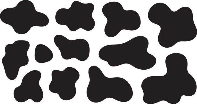 Black Cow Spots on White Background Illustration