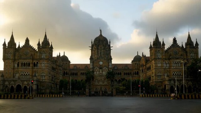 victoria station building in mumbai maharashtra timelapse.