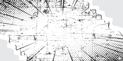 Obraz premium Halftone radial texture. Comic style grain background. Pop art faded textured frame. Grunge speckle effect. Dotted particles print wallpaper.