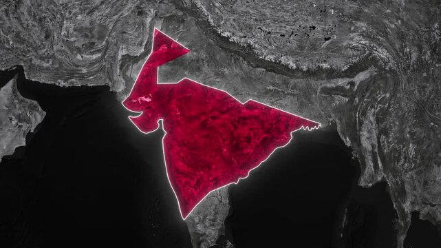 Rajput Kingdoms Map Animation. Documentary, glowing outline, Dark map animation of the Rajput Kingdoms. 4k.