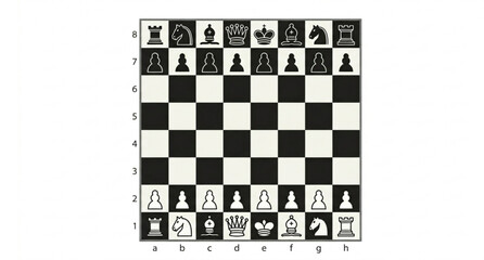 Chess tournament setup vector checker board black white flat silhouette illustration © MdMintu
