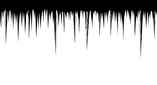 Black and white abstract background with sharp black icicle shapes on top minimalist design element