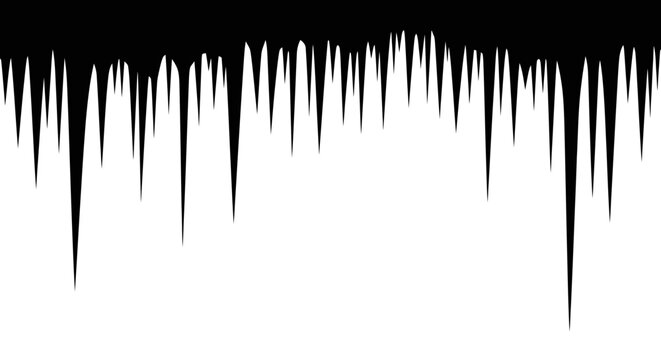 Abstract black and white sound wave pattern with sharp peaks on a solid background