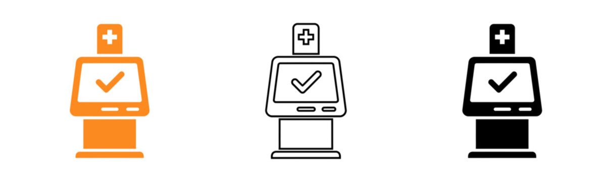 Electronic voting machine icons in three colors