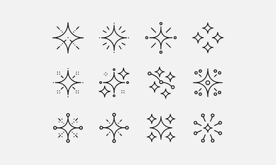  Generative AI stars and sparkles app line art icon set, AI magic sparkle star symbol, ai generated gradient buttons, artificial intelligence star © Amrit