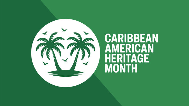 caribbean american heritage month tropical palm tree illustration with modern typography design celebrating caribbean culture, identity, diversity and cultural heritage