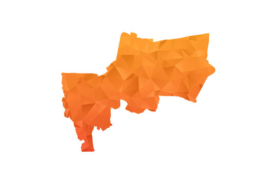 Bangkok Map - Polygon Style Vector Illustration in Orange Gradient, Low Poly Geometric Design, Isolated on White Background for Infographics and Education.