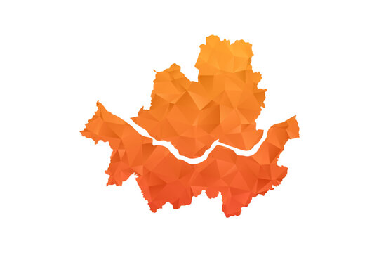 Seoul Map - Polygon Style Vector Illustration in Orange Gradient, Low Poly Geometric Design, Isolated on White Background for Infographics and Education.