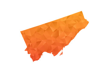 Naklejka premium Toronto Map - Polygon Style Vector Illustration in Orange Gradient, Low Poly Geometric Design, Isolated on White Background for Infographics and Education.
