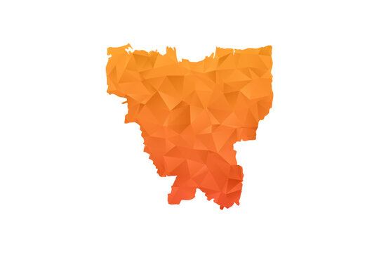 Jakarta Map - Polygon Style Vector Illustration in Orange Gradient, Low Poly Geometric Design, Isolated on White Background for Infographics and Education.