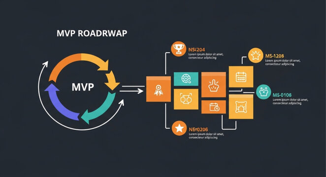 MVP Roadmap Diagram Illustrating Product Development Cycle.