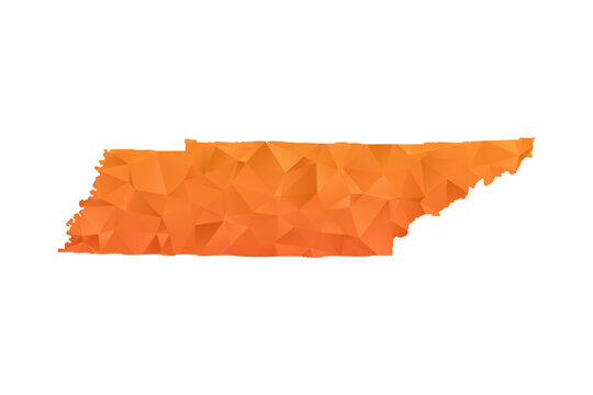 Tennessee Map - Polygon Style Vector Illustration in Orange Gradient, Low Poly Geometric Design, Isolated on White Background for Infographics and Education.
