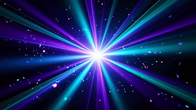 Bright center glow with purple and blue rays