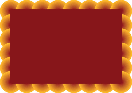 A decorative frame border created from a repeating pattern of golden concentric circles. This warm and inviting design is perfect for wedding invitations certificates or elegant graphic layouts.