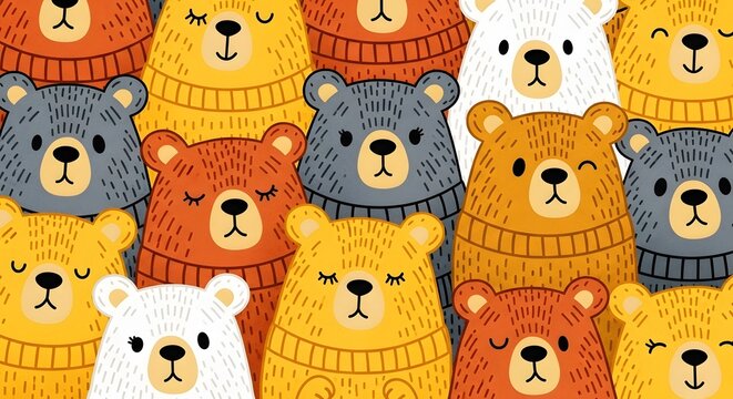Cute bear faces pattern seamless repeat design for children's products