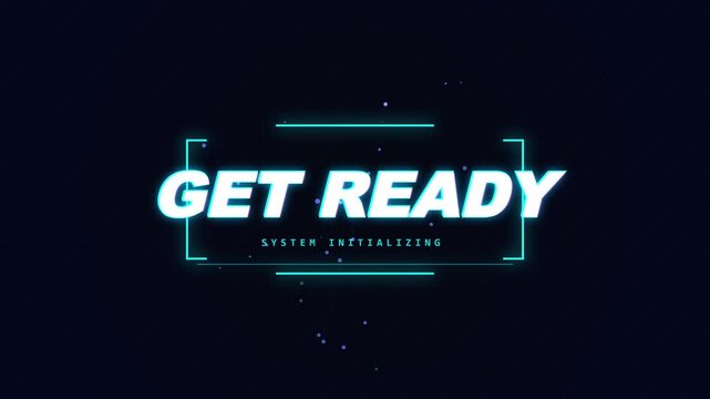 Neon Get Ready System Initializing Text Motion Graphic for Gaming