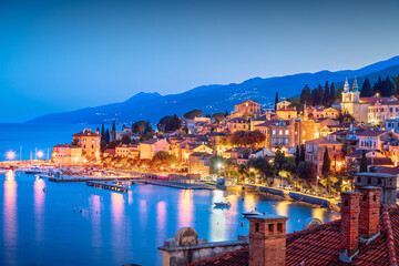 Fototapeta premium Opatija, Croatia at Blue Hour