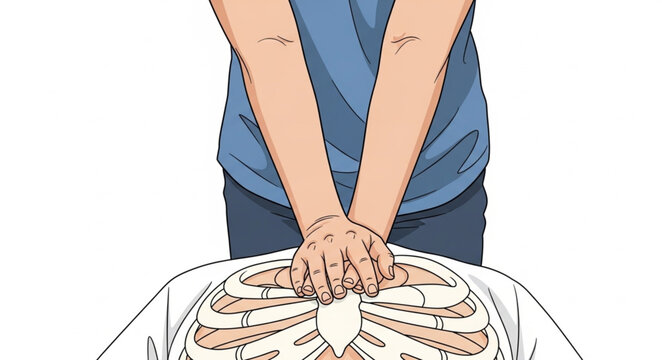 Person performing cardiopulmonary resuscitation CPR on a patient.