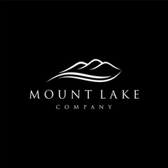 Minimalist Landscape Rolling Hills Valley with Water for Mountain Peaks River Creek Lake Simple logo design  © ZRpro