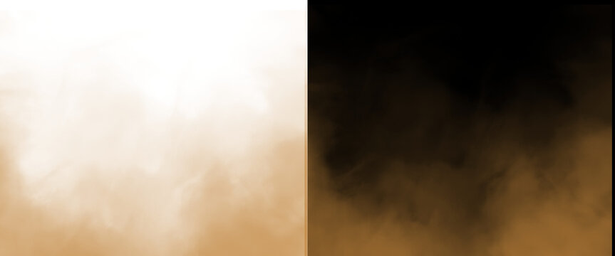 Atmospheric smoke and fog textures, ethereal golden mist on black and white backgrounds, cinematic vapor clouds for overlay effects