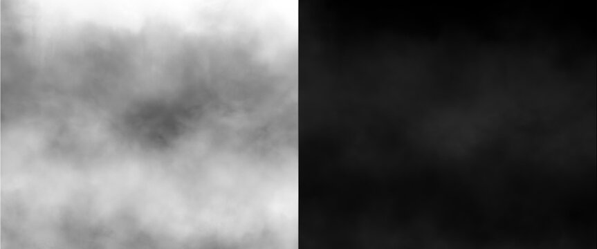 Atmospheric white smoke and fog texture on black background, ethereal mist and steam overlay, cinematic smoke clouds for design compositing