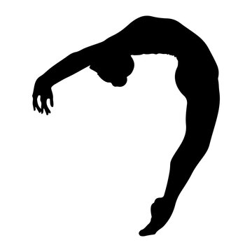 Black silhouette of a person doing a backbend Vector