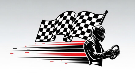 Racing Driver Checkered Flag Victory. © JAENAL