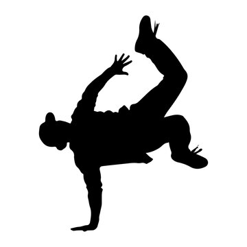 Black silhouette of a man breakdancing Vector