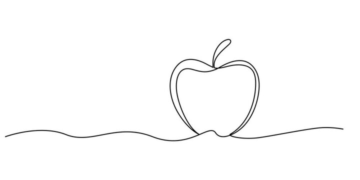 Animated self drawing of continuous line draw of Apple. Full length one line animation. 4K, Animated self drawing of continuous one line draw fresh apple fruit. healthy food concept animation. minimal