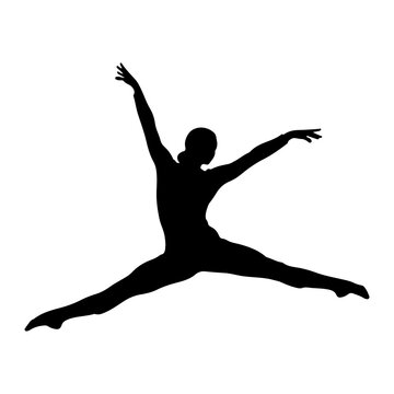 Black silhouette of a dancer jumping in the air Vector
