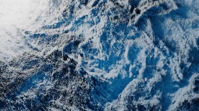 Abstract Fluid Art Blue and White Frosty Liquid Motion with Icy Texture
