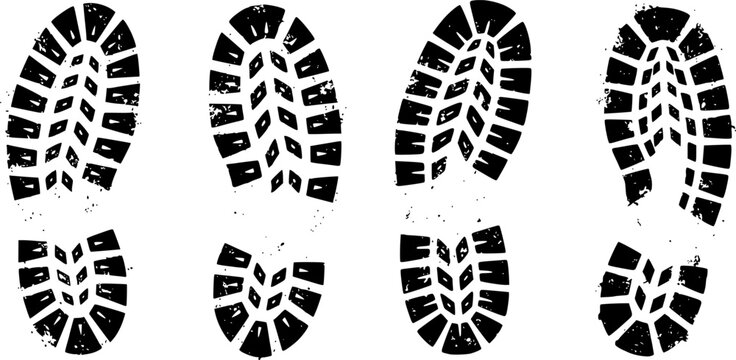 Grunge Boot Print Patterns Vector Set

