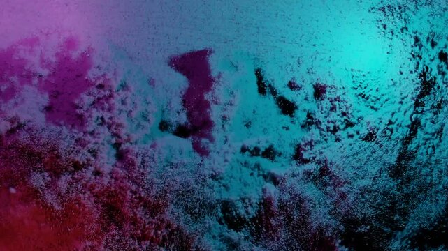 Abstract Fluid Macro Texture with Vibrant Cyan and Magenta Grainy Motion