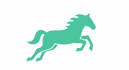 Fototapeta premium Green Prancing Horse Silhouette