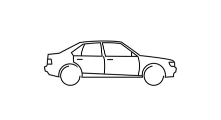 Obraz premium Simple Line Drawing of a Sedan Car.