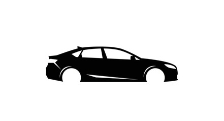 Naklejka premium Sleek Black Sedan Silhouette on White Background.