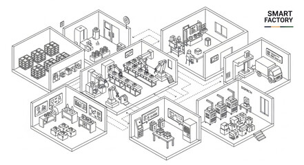 Obraz premium Smart Factory Isometric Illustration.