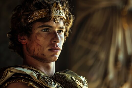 Alexander the Great: Legendary Macedonian King and Conqueror Portrait in Regal Battle Armor and Diadem