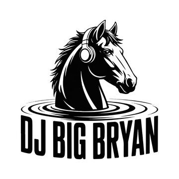 Dynamic horse head with headphones rising from sound waves, embodying music and DJ culture