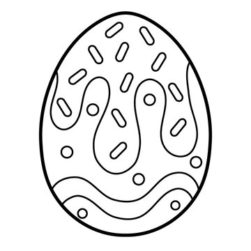 Patterned black white line art easter egg design perfect for coloring pages. Great for holiday illustrations and festive projects.