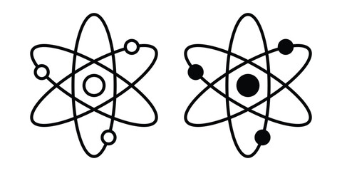 atom sign. Glyph solid icons collection. Line symbols © Chummi