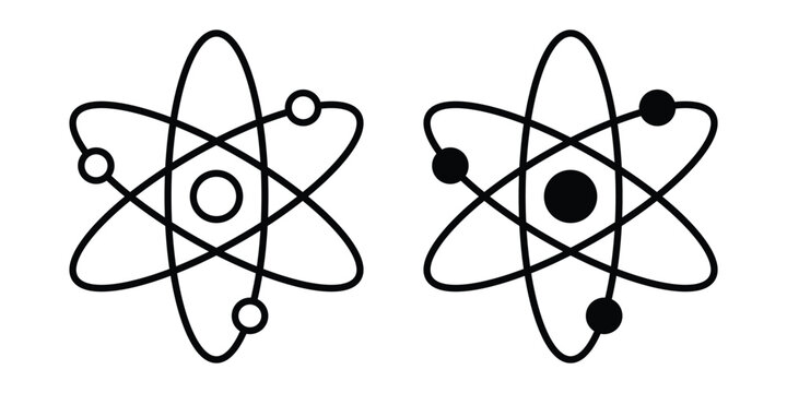 atom sign. Glyph solid icons collection. Line symbols